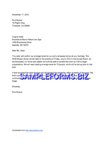 Sample Formal Confirmation Letter